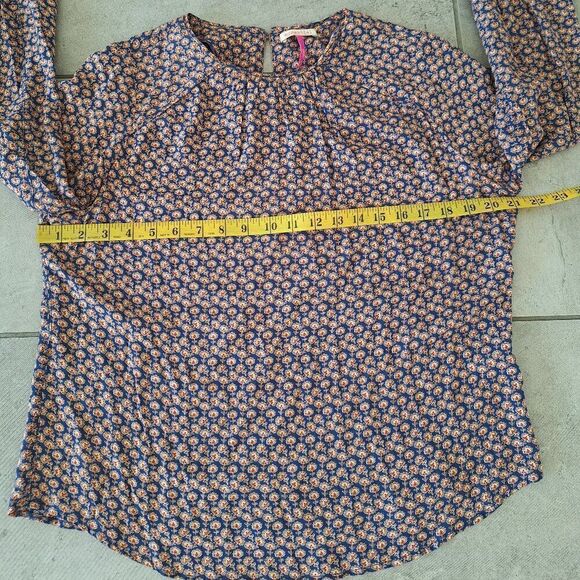 Essentiel Blue Brown‎ long sleeve Top size L - Picture 5 of 5